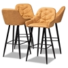 Baxton Studio Catherine Modern and Contemporary Tan Faux Leather Upholstered and Black Metal 4-Piece Bar Stool Set